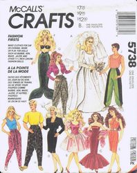 McCall's 5738 Doll clothes patterns for 11-1/2 Inch dolls, Barbie Ken, Instruction in ENGLISH, Digital download PDF