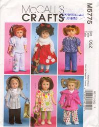McCall's 5775 Doll clothes patterns for 18 Inch dolls, Vintage Pattern, Instruction in FRENCH, Digital download PDF