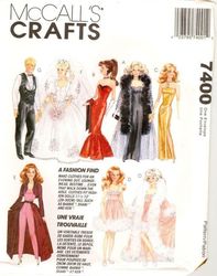 McCall's 7400 Doll clothes patterns for Barbie and Ken, Vintage pattern, Instruction in FRENCH, Digital download PDF