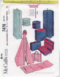 McCall's 7476 Doll Accessories, 8" to 11-1/2" dolls, Vintage Pattern, Instruction in ENGLISH, Digital download PDF