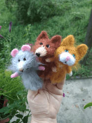 Finger puppets Cat Dog Mouse puppets Quiet toys Montessori toys Toddler Childrens story puppets Child friendly Animals