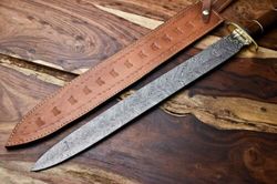 Historical Roman Gladius Sword,  26" Handmade Damascus Steel Sword,  Rose Wood Handle Sword,  Mothers Day Gift