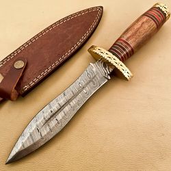 custom handmade brass damascus hunting dagger fancy wood handle christmas gift
