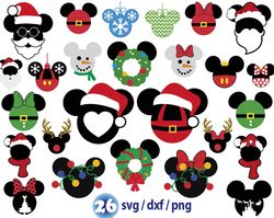 Disney Christmas head svg, mickey Christmas ears svg, Disney Holiday svg, disney merry christmas svg png
