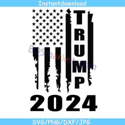 Trump 2024 make American great again avg, American Flag svg, Distressed Vintage Silhouette Design Election 2024 SVG Png
