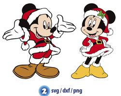 Mickey and Minnie Santa Claus svg, Disney Christmas svg bundle, Disney Holiday svg png