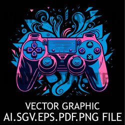 Game Controller Graffiti on Background Digital File SVG,PNG,AI,EPS,PDF Files Sublimation Digital File