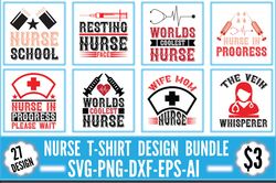 Nurse T-Shirt Design Bundle, Nurse SVG Bundle, Nurse Quotes T-Shirt Design, PNG, EPS Files, Nurse Sublimation Files, Dig