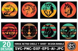 Horse Retro Circle T-Shirt Design Bundle