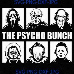 The Psycho Bunch Movie Creepy Halloween Horror Friends Team SVG PNG Cameo Silhouette Cutting File Cricut Craft Design