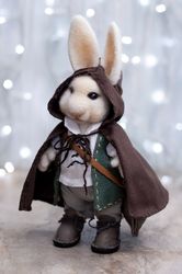 Needle felted figurine Rabbit Osbert,  Felting Fiber arts, Needle felted art, Handmade collectible toy, Collect Rabbit