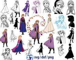 Princess frozen anna svg, disney princess svg, disney princess silhouette svg