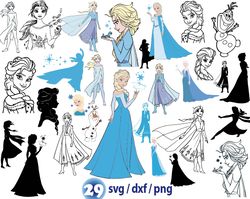 Princess frozen elsa svg, disney princess svg, disney princess silhouette svg