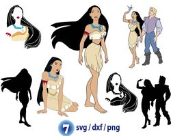 Princess Pocahontas svg, disney princess svg, disney princess silhouette png