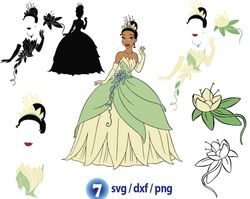 Princess tiana svg, disney princess svg, disney princess silhouette png