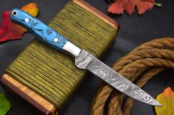 Custom Damascus Steel Fillet Hunting Knife Handmade With Resin Handle (J189)