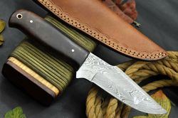 Custom 9.6"OAL Damascus Steel Hunting Knife Handmade With Walnut Handle (Q298-A)