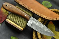 Custom 9.5"OAL Damascus Steel Hunting Knife Handmade With Walnut Handle (Q299-E)