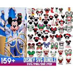 159 Files Disney Christmas Bundle SVG