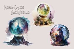 witch's crystal ball watercolor