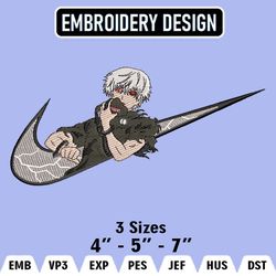 Tokyo Ghoul Nike, Ken Kaneki Nike Embroidery Files, Nike Embroidery, Anime Inspired Embroidery Design