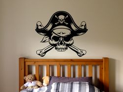 Pirate Skull, Pirate Skull And Crossbones, Sticker For Pirate Fans, Wall Sticker Vinyl Decal Mural Art Decor