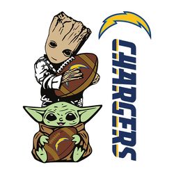 Groot And Baby Yoda Fan Los Angeles Chargers,NFL Svg, Football Svg, Cricut File, Svg