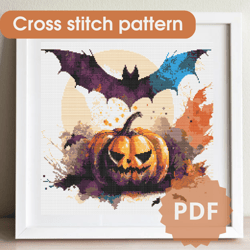 Halloween cross stitch pattern, PDF cross stitch chart Halloween