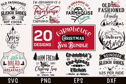 20 Designs Christmas Farmhouse Svg Bundle, Farmhouse Decor