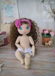 PATTENR Crochet amigurumi Polly doll. Amigurumi stuffed doll tutorial pdf in English.