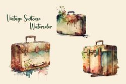 Vintage Suitcase Watercolor