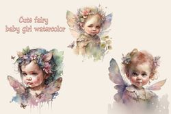 Cute Fairy Baby Girl Watercolor