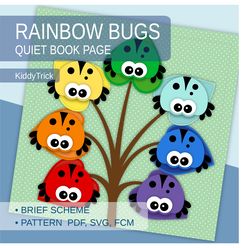 Quiet book page - Felt Rainbow Bugs Sewing Pattern