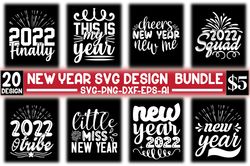 Happy New Year SVG Bundle, New Year SVG, New Year Shirt, New Year Outfit svg, Hand Lettered SVG, New Year Sublimation, C