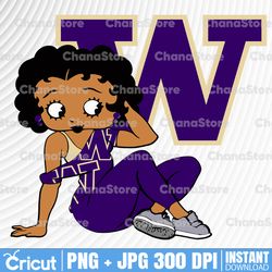 Betty Boop With Washington Huskies PNG File, NCAA png, Sublimation ready, png files for sublimation,printing DTG