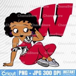 Betty Boop With Wisconsin Badgers PNG File, NCAA png, Sublimation ready, png files for sublimation,printing DTG printing
