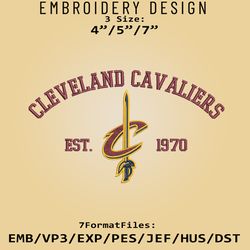 Cleveland Cavaliers Embroidery Designs, NBA Logo Embroidery Files, NBA Cavaliers, Machine Embroidery Pattern