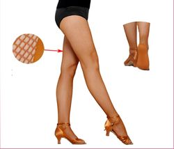Professional dance fishnet tights for women tan nude color pantyhose dance Ballroom latina Ballet Sealed anti-slip sole