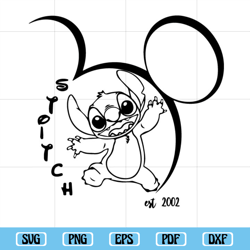Stitch On Mickey Head SVG Files, Disney Svg, Dinsey Mouse Svg