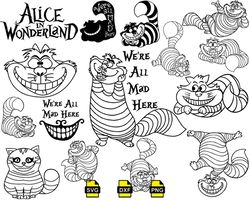 Disney Cheshire Cat outline svg, Alice in Wonderland svg, Cheshire Cat svg png