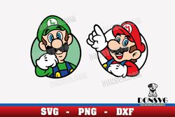 Luigi and Mario Bros Circle SVG Super Mario Brothers png clipart for T-Shirt Design Video Game Cricut files