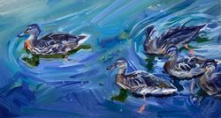 Duckies. Summer series. Original oil painting,