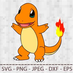 Charmander pokemon SVG PNG JPEG Digital Cut Vector Files for Silhouette Studio Cricut Design