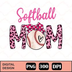 Pink Leopard Softball Mom Png Digital File Download