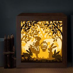 Easter Light Box Template, 3D Shadow Box Art, Paper Cutting Template, Light Box SVG Files
