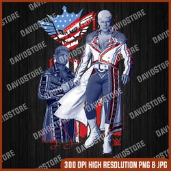 WWE Patriotic Cody Rhodes Full Body Americana Retro Poster Premium png, PNG High Quality, PNG, Digital Download