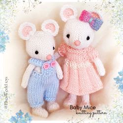 Knitting patterns Baby Mice Amigurumi Two pattern deal