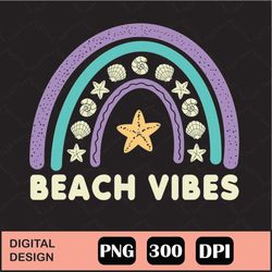 Retro Beach Vibes Rainbow Png, Sublimation Download, Vintage, Leopard, Cheetah, Vacation, Besties, Beaches, Summer, Sun,