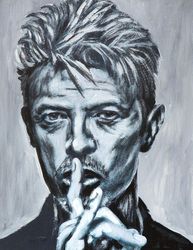 David Bowie Original Wall Art, David Bowie Original Painting, Portrait Man Celebrity Wall Art, David Bowie Iconic Art