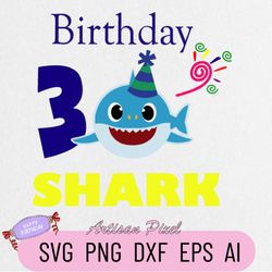3rd Birthday Shark Svg, Shark Birthday Svg, Shark Doo Doo Svg, Shark Kids Svg, First Birthday Svg, Birthday Boy Svg File